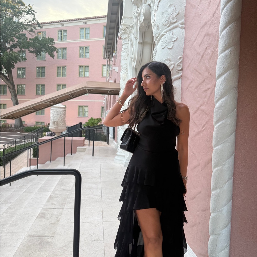 Zara halter neck  Black Ruffled Women's Dress